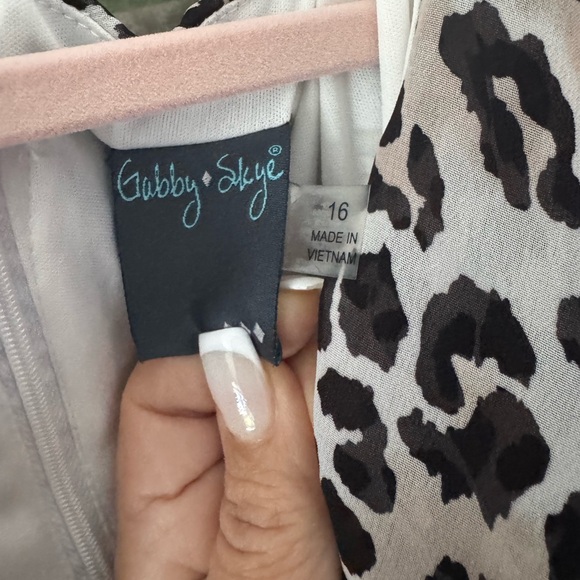 Gabby Skye Black and White Leopard High Low Dress - Picture 3 of 3